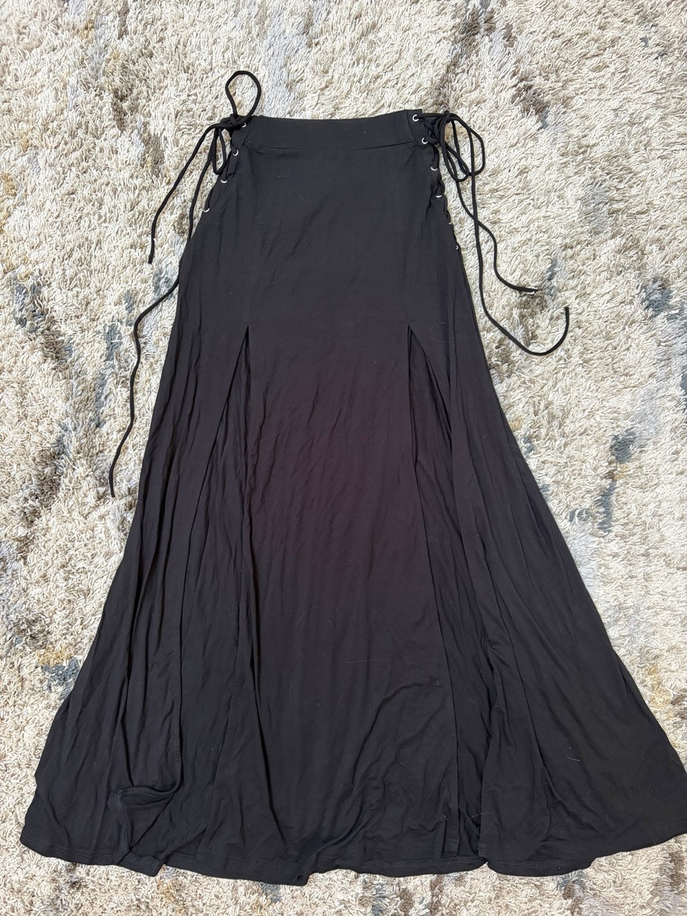 Killstar Black Maxi Dress Double Slit Tie Waist Size XS